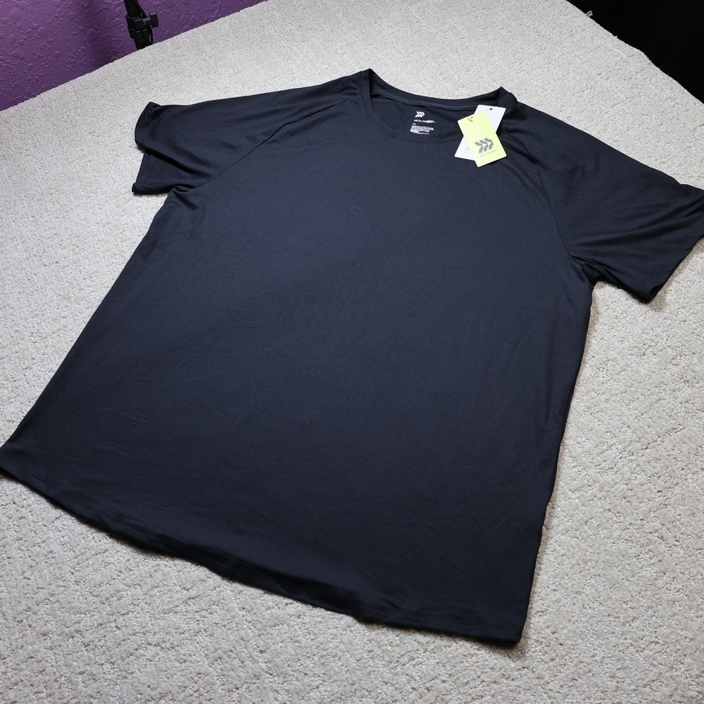 All in Motion Mens Linear Mesh Raglan Tee Black XL Short Sleeve Active Shirt